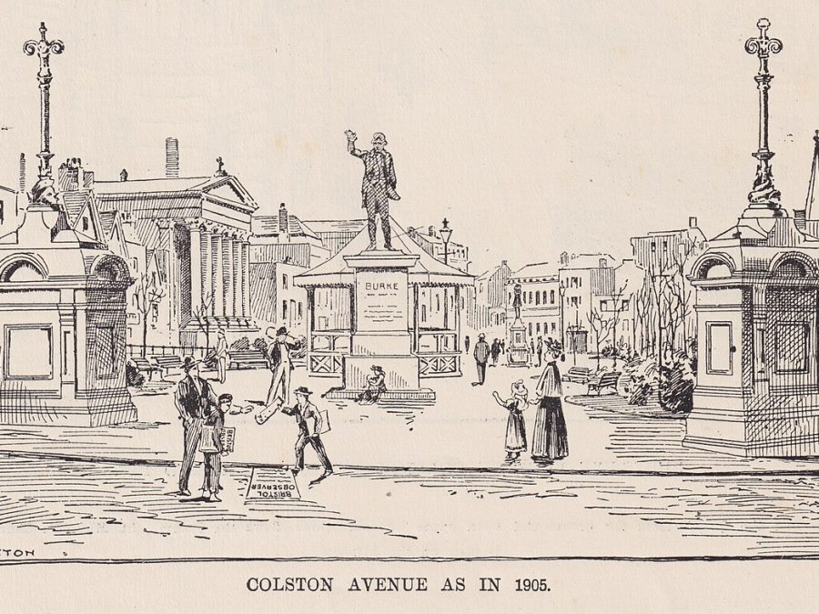 Colston Avenue in 1905, a dozen years after the quay was covered over. From George Frederick Stone’s Bristol: As It Was and As It Is (1909).